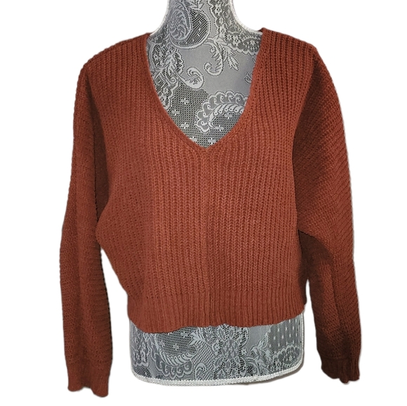 Cropped knit sweater. - Picture 1 of 6